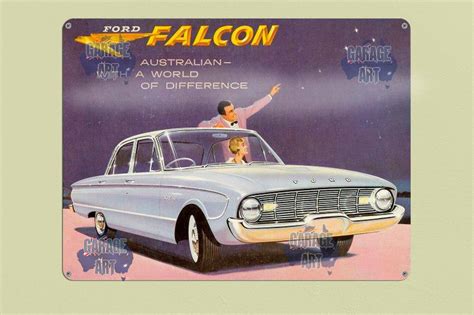 Australian Ford Falcon World of Difference Tin Sign - Garage Art