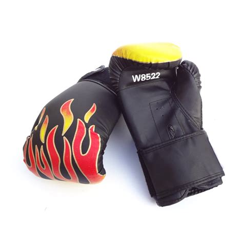 Buy SANWOOD Boxing Gloves Flame Print Faux Leather Adult Boxing Muay ...