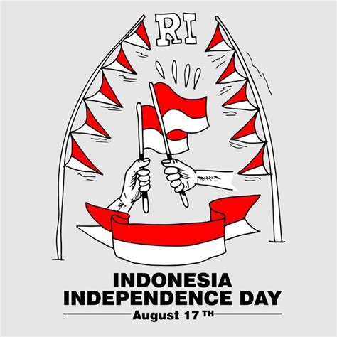Independence day of indonesia doodle set vector | Premium Vector
