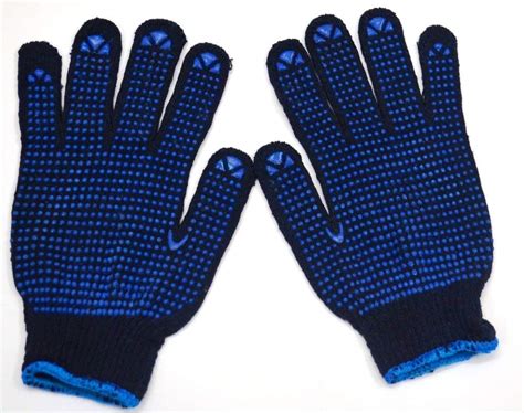 RPES Dotted Cotton Safety Hand Gloves for Better Grip (Blue) Set of 5 ...