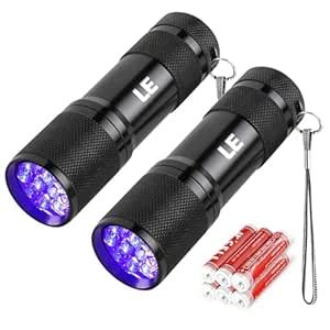 LE Small UV Flashlight, Portable Black Light with 9 LEDs, 395nm ...