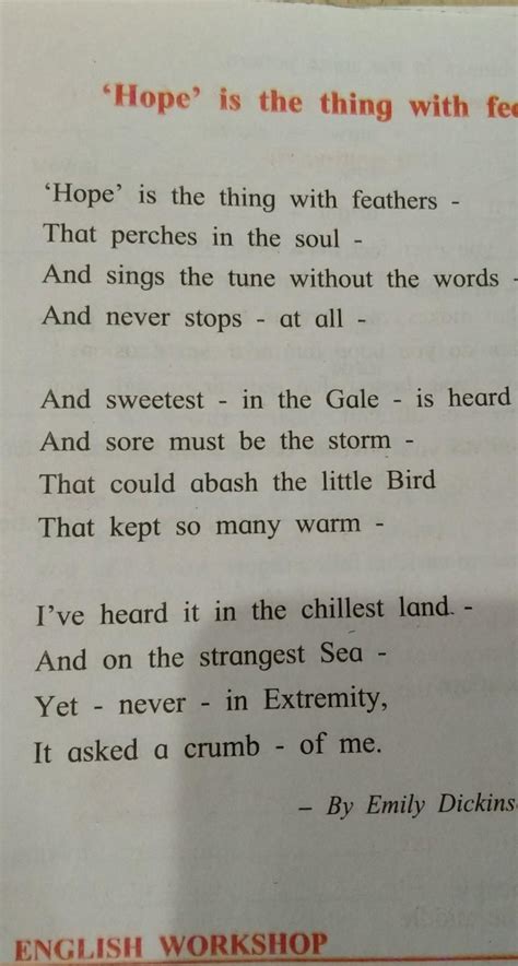 figure of speech of poem hope is the thinking - Brainly.in