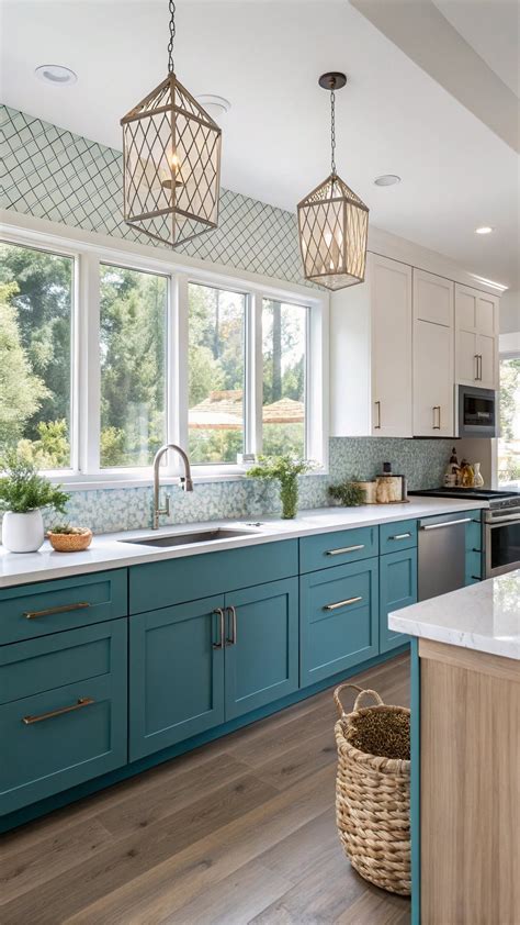 Teal Kitchen Cabinets