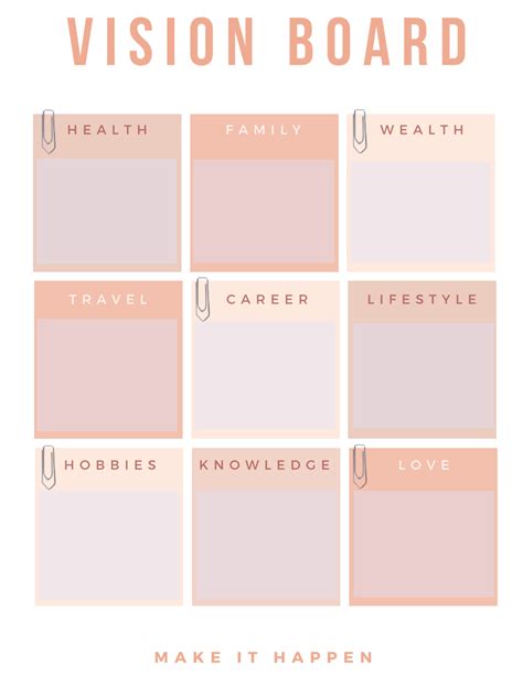 Image result for Vision Board Checklist Excel Example