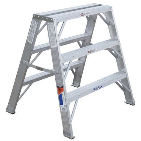 Werner 3 Steps, Aluminum Step Stand, 300 lb. Load Capacity, Gray TW373 ...