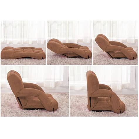 Foldable Floor Recliner Chair with Armrest - Coffee | Lounge cushions ...