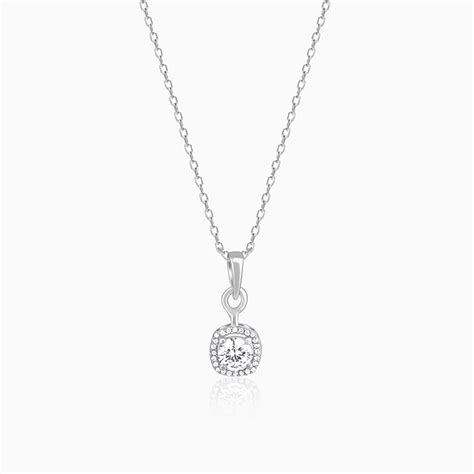 Silver Twilight Solitaire Pendant With Link Chain – GIVA