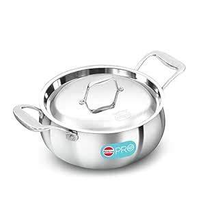 Hawkins 3L Pro Triply Stainless Steel Handi with Steel Handles and ...