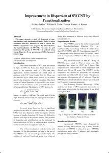 Improvement in Dispersion of SWCNT by Functionalization - IR@CSIR-CEERI