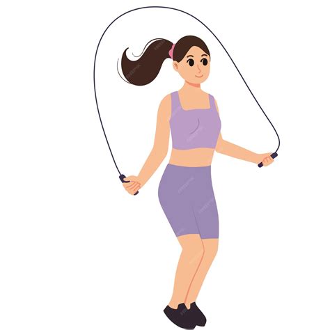 Premium Vector | A woman sport work out with jumping rope illustration