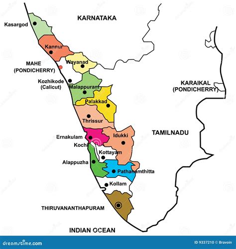 Map Of Kerala With Districts Stock Photography | CartoonDealer.com #6530012