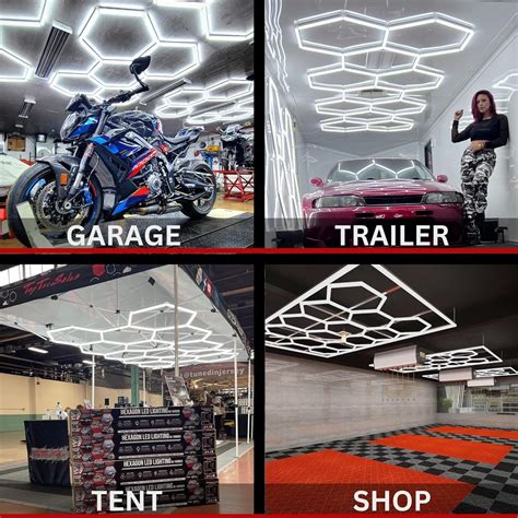 Hexagon LED Garage Lighting Honeycomb Lights Set of 14 Hexagons W ...