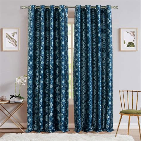Buy DECO WINDOW Stock Fabric Jayanita Blue Printed Semi-Blackout Door ...