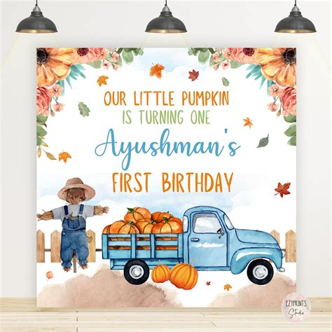 Pumpkin Fall Autumn Theme Birthday Backdrop – Ezyprints Studio