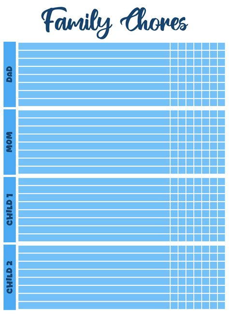 Blank Chore Charts - 10 Free PDF Printables | Printablee