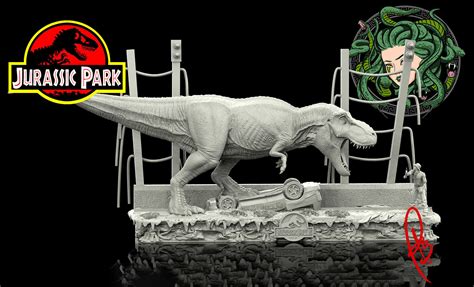 JURASSIC PARK T-REX SCENE 3D model 3D printable | CGTrader