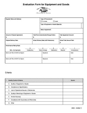 Equipment Evaluation Form - Fill and Sign Printable Template Online