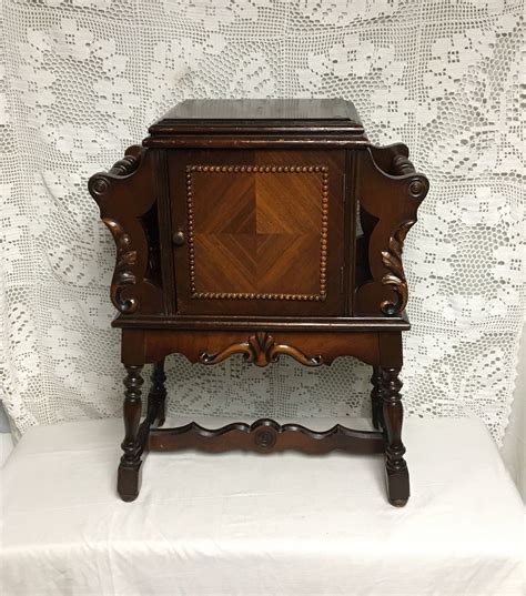 Early 1900's Wooden Cigar Humidor Cabinet, Copper Lined Smoking Stand ...