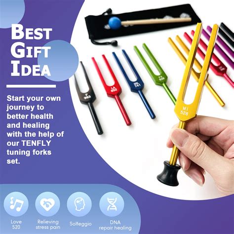 Large Tuning Fork Solfeggio Set - 11-Piece Healing Forks With Mallet ...