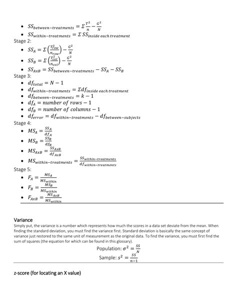 Image result for Statistics 1 Formula Sheet