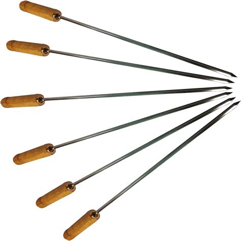 VJR 13 Inch Stainless Steel Skewer Square Rod with Wood Handle (Set of ...