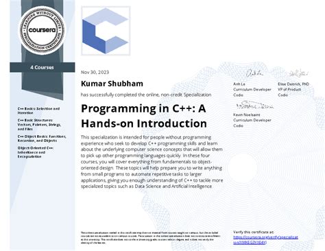 C++ coursera hands on introduction - 4 Courses C++ Basics: Selection ...