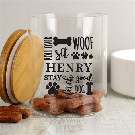 Personalised Glass Dogs Treat Jar | Printed Dogs Name
