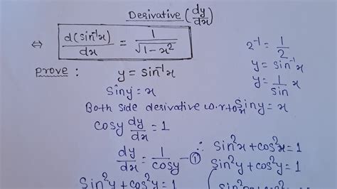 Proof for derivative of sine inverse trigonometry function of ...