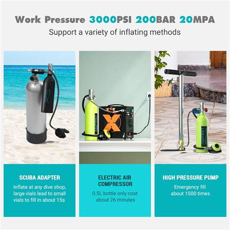 Buy CHIKADIV C400 Mini Scuba Tank Refillable Oxygen Cylinder with 1L ...