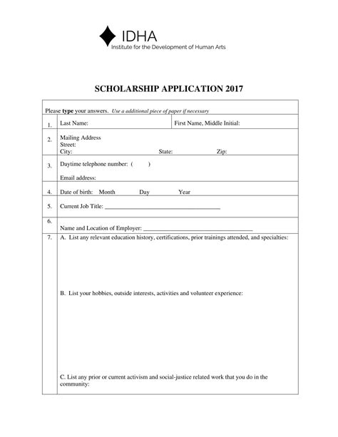 Free Printable Scholarship Application Templates [PDF, Word]