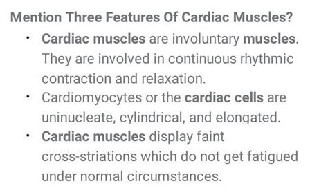 give three features of cardiac muscles - Brainly.in