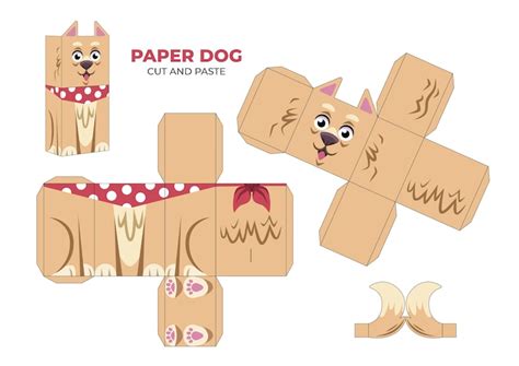 Hand drawn papercraft template with dog | Premium Vector