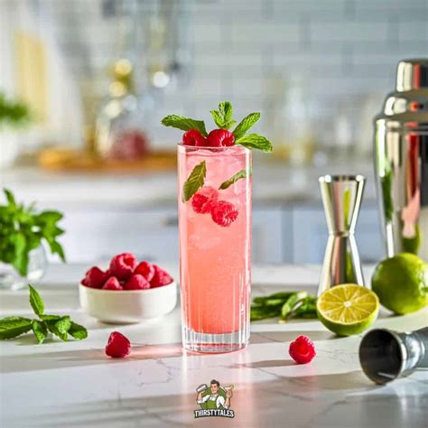 Raspberry Mint Fizz Cocktail Recipe - Thirsty Tales