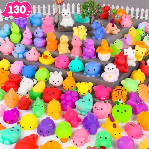 Buy 130PCS Mochi Squishy Toys Kids Party Favors Kawaii Animal Mini ...