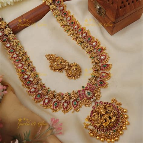 Exclusive Jadau Mango Peacock Lakshmi Necklace Online – Sparkle and Glow