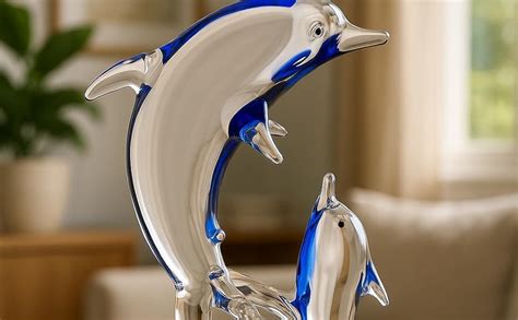 Buy Vijyas Dolphin Clear Glass Set with Stand – Decorative Showpiece ...