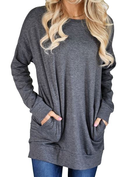 Sweatshirts for Women Loose Fit Tunic Tops Raglan Long Sleeve Oversized ...