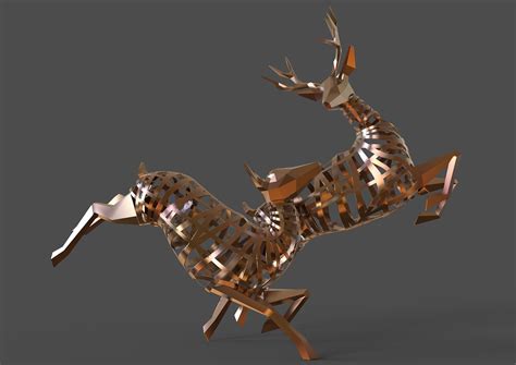 不锈钢镂空鹿雕塑户外园林景观饰品金属网格动物梅花鹿摆件现货-阿里巴巴