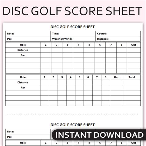 Printable Disc Golf Score Sheet, Disc Golf Scorecard, Frisbe - Inspire ...