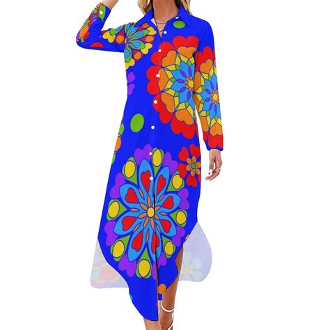 Flowers Hippy Hearts Love Design Long Sleeved Shirt Dress summer ...