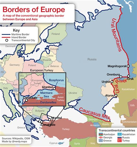 Europe Asia Border Map