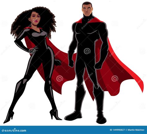 Superhero Couple Black on White Stock Vector - Illustration of cloak ...