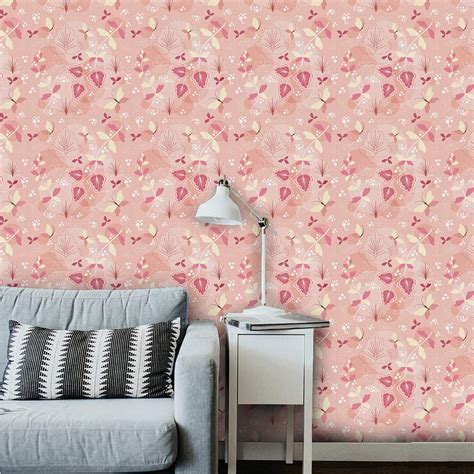 AS Interior Pink and Peach Leaf Beautiful Wall Paper Peel and Stick ...
