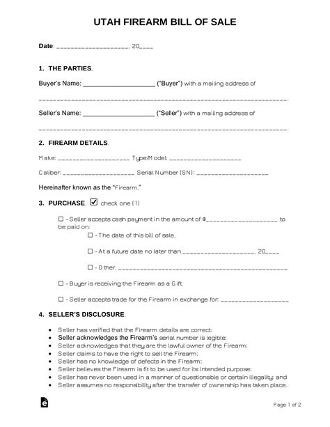 Free Utah Bill of Sale Forms (4) - PDF – eForms