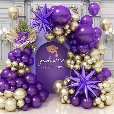 Amazon.com: Purple and Gold Balloons Arch Kit, Dark Purple Gold ...
