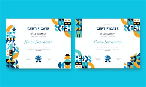 Modèle de conception de certificat de mosaïque classique et simple ...