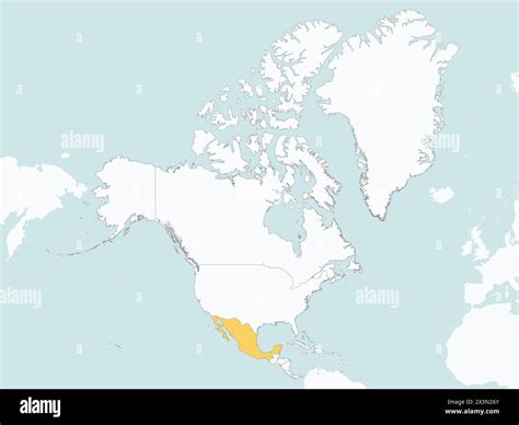 Orange map of MEXICO inside white map of the North American continent ...