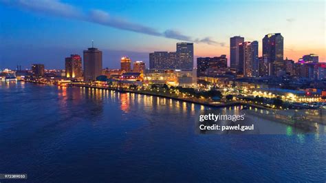 Aerial View Of New Orleans At Sunset Louisiana High-Res Stock Photo ...