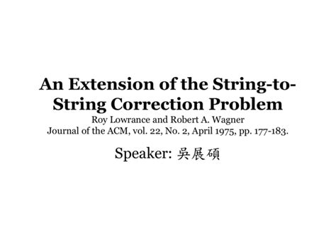 Image result for String-To-String Correction Problem