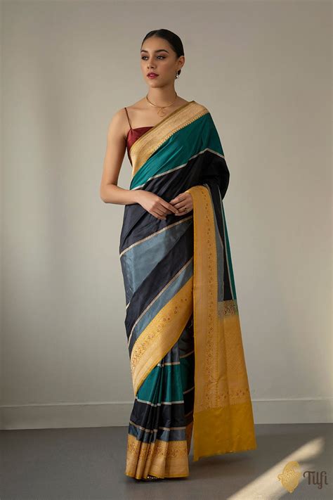 'Ānandini' Multicoloured Pure Katan Silk Banarasi Handloom Saree - Tilfi